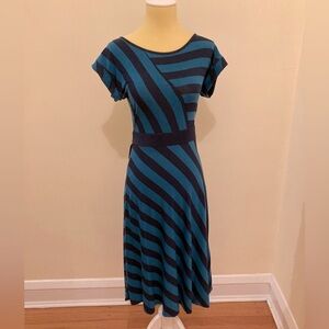 ModCloth blue striped tie waist dress